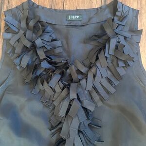 J. Crew Black Fringe Detail Blouse